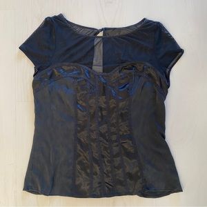 BEBE Satin and Mesh Sweetheart Top